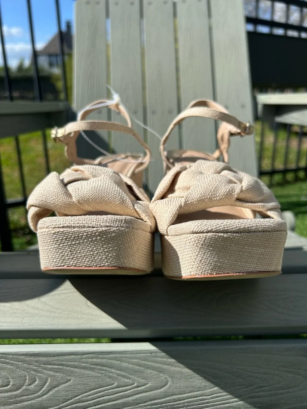 Antonio Melani Linen Knot Knotted Platform Ankle Strap Sandals Shoes Women’s 9.5 - Picture 5 of 13